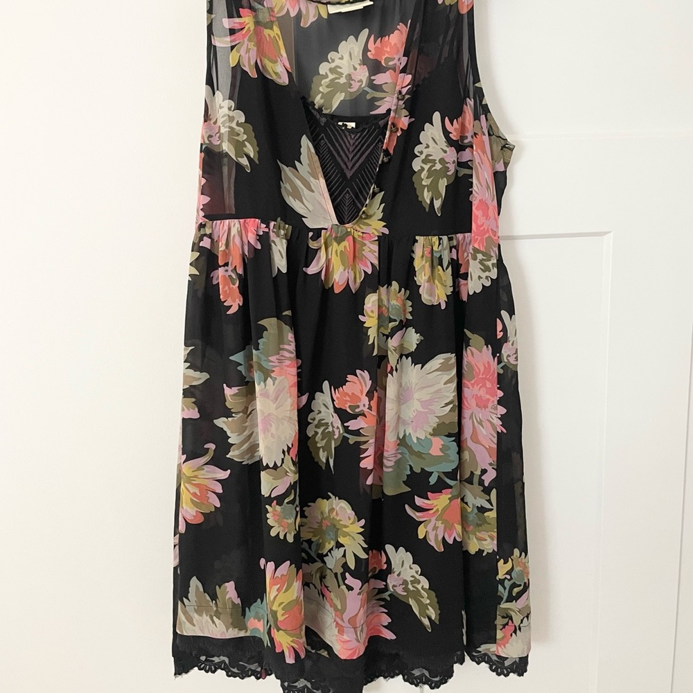 Anthropologie Black with Floral Dress Size Medium